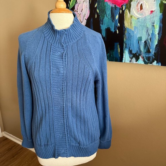 Coldwater Creek Blue Button-up Cardigan Women's Size Large - Picture 1 of 8